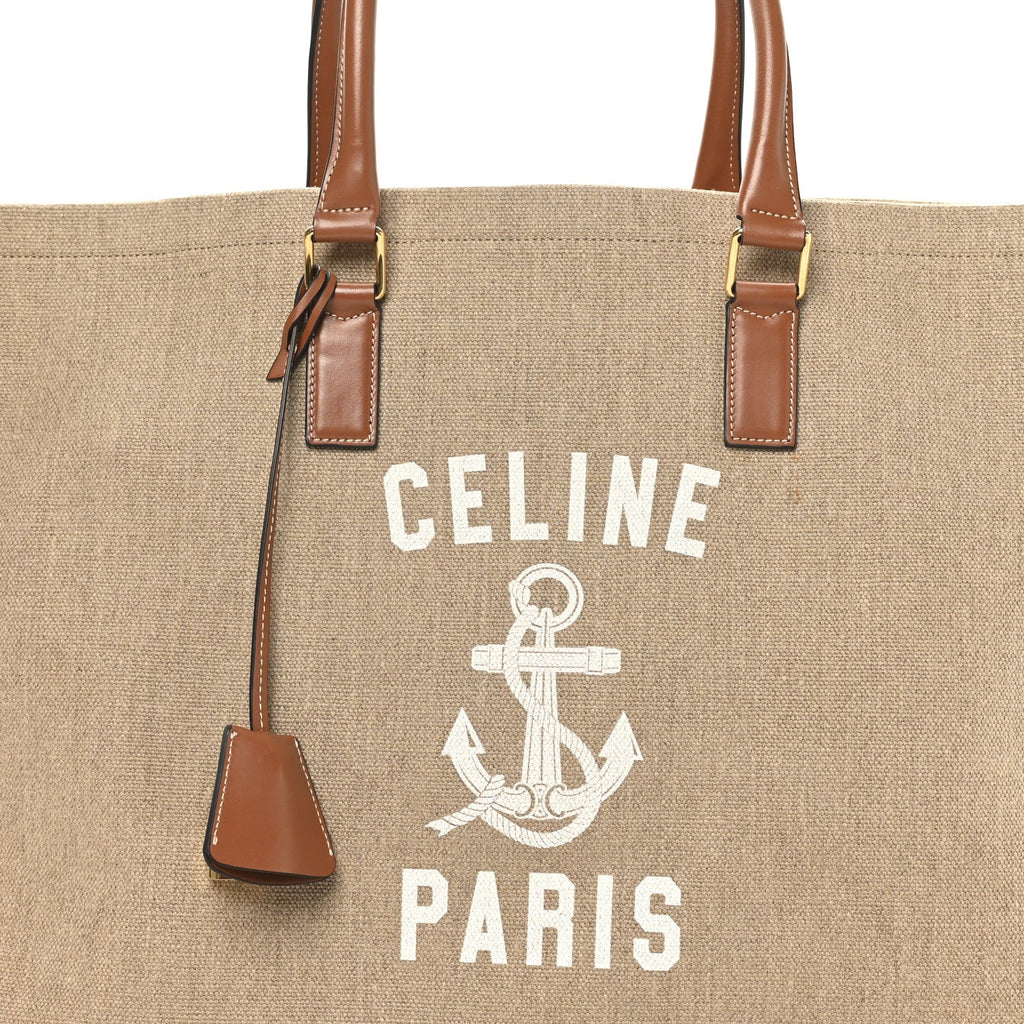 Canvas Calfskin Paris Horizontal Cabas Tan