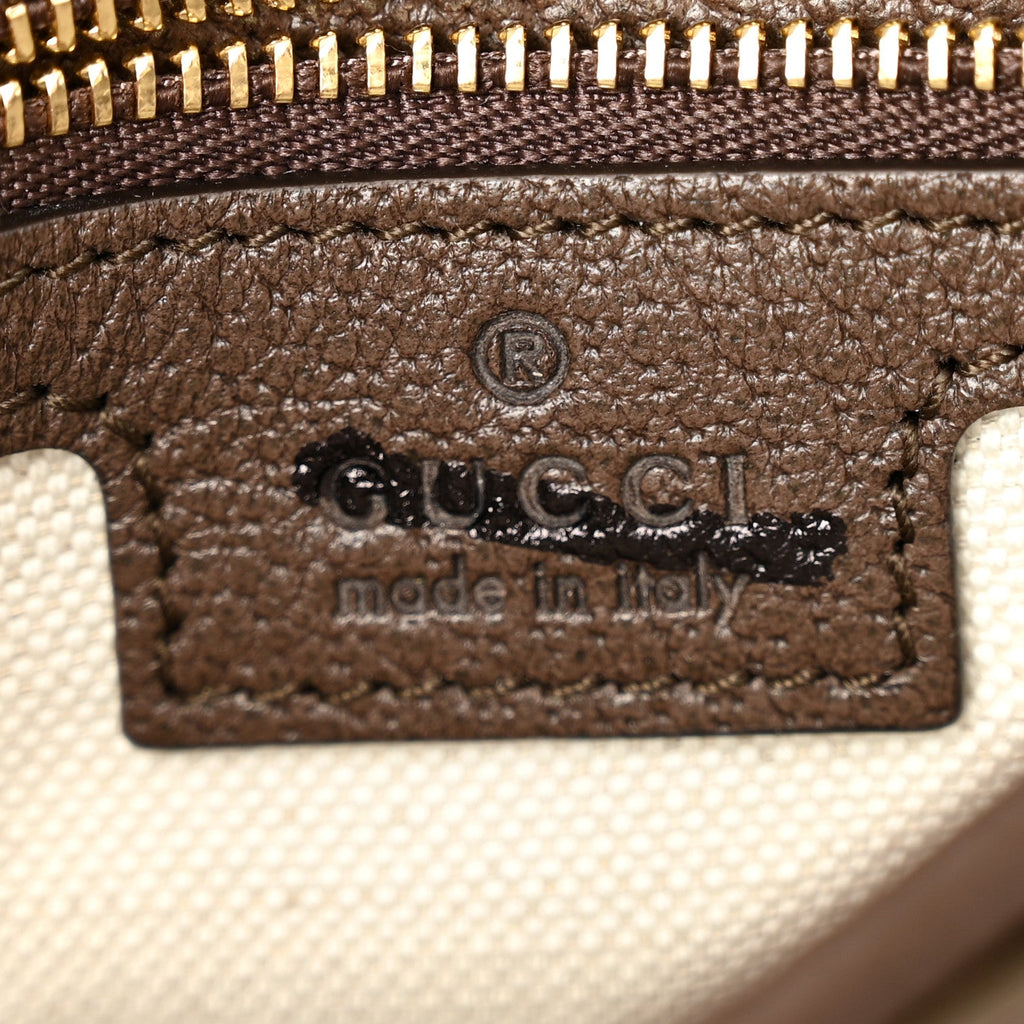 GG Supreme Monogram Textured Dollar Calfskin Web Medium Blondie Top Handle Shoulder Flap Bag Beige Ebony New Acero
