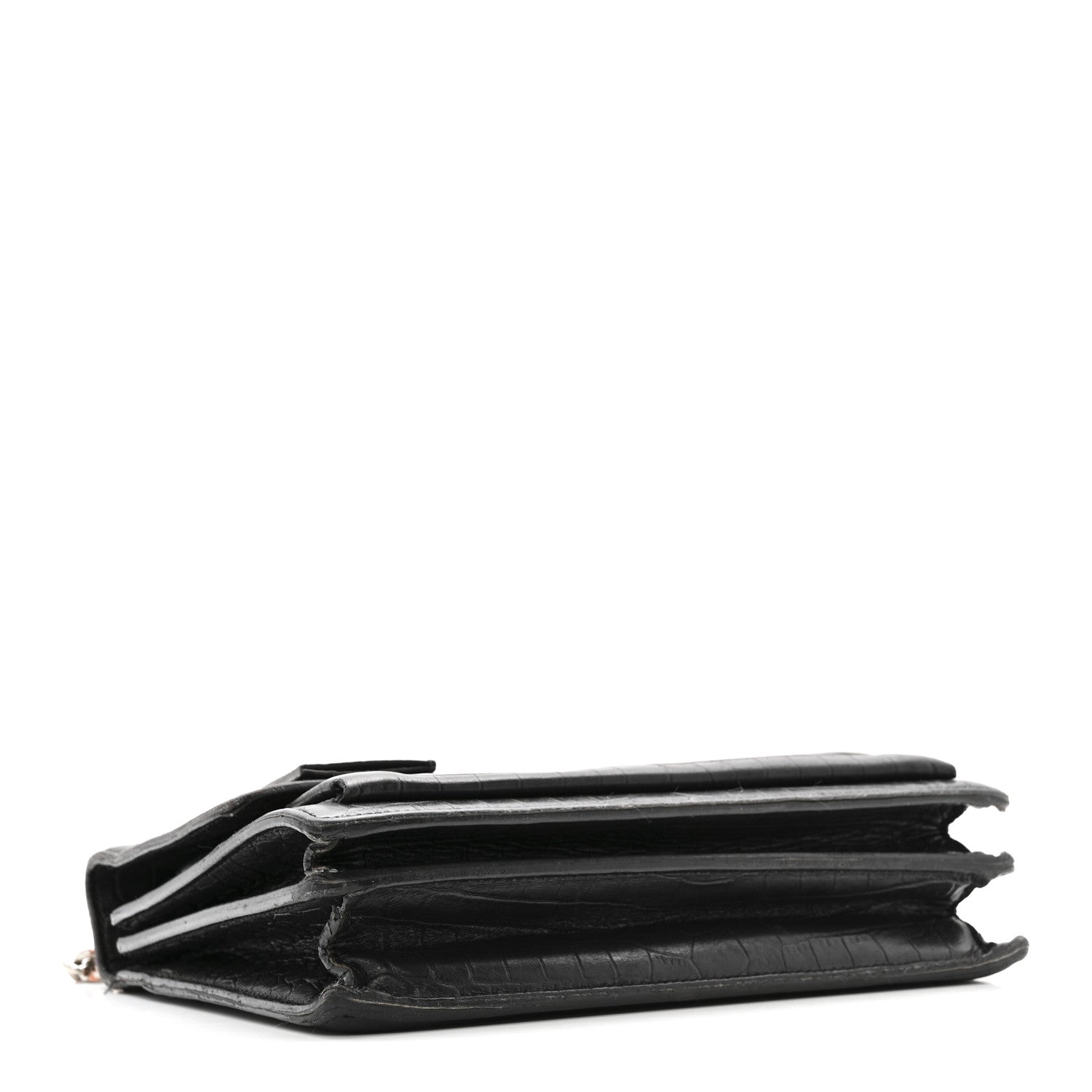 Calfskin Crocodile Embossed Medium Monogram Sunset Black