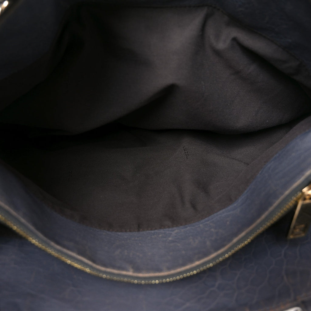 Crinkled Lambskin Mia Tote Blue