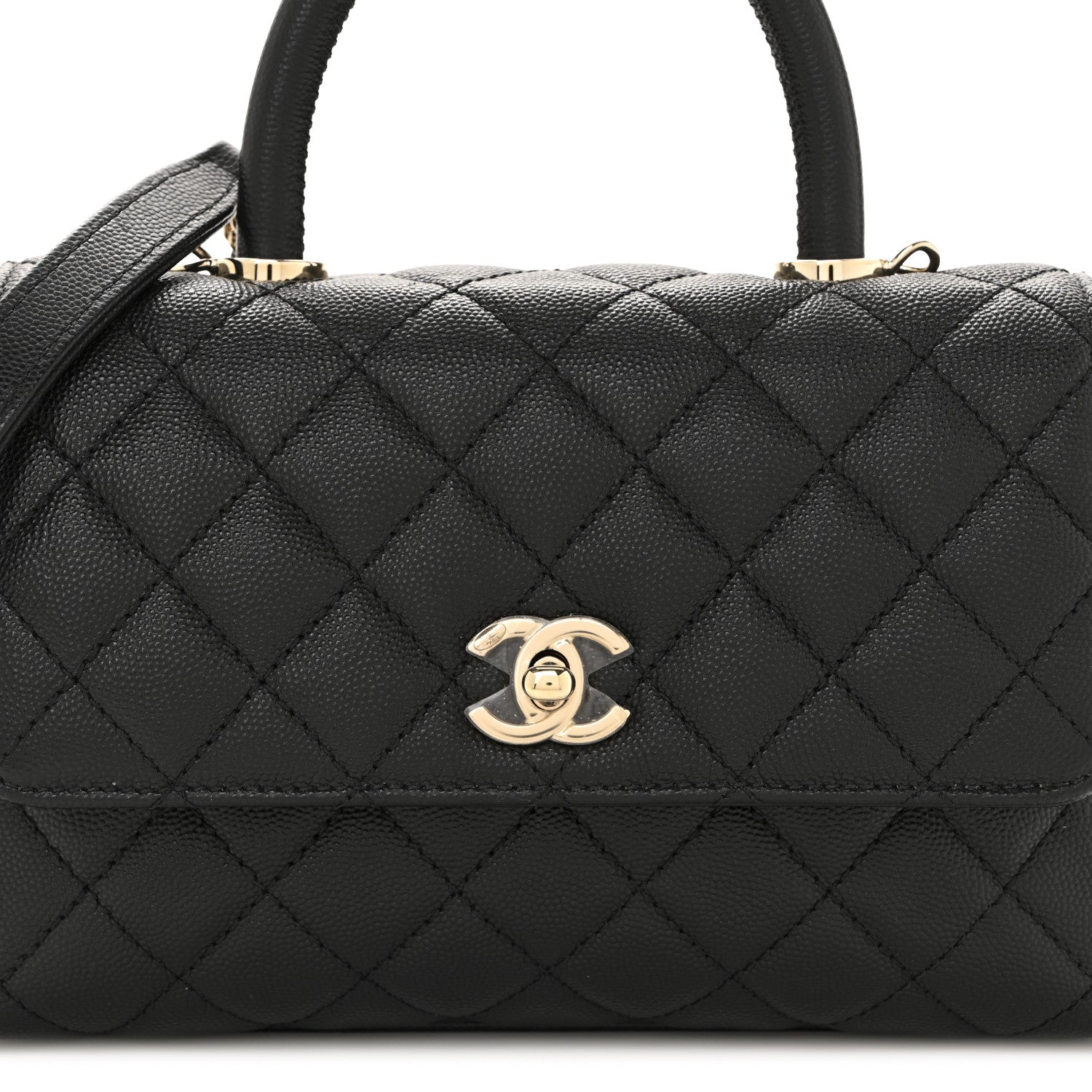 Caviar Quilted Mini Coco Handle Flap Black