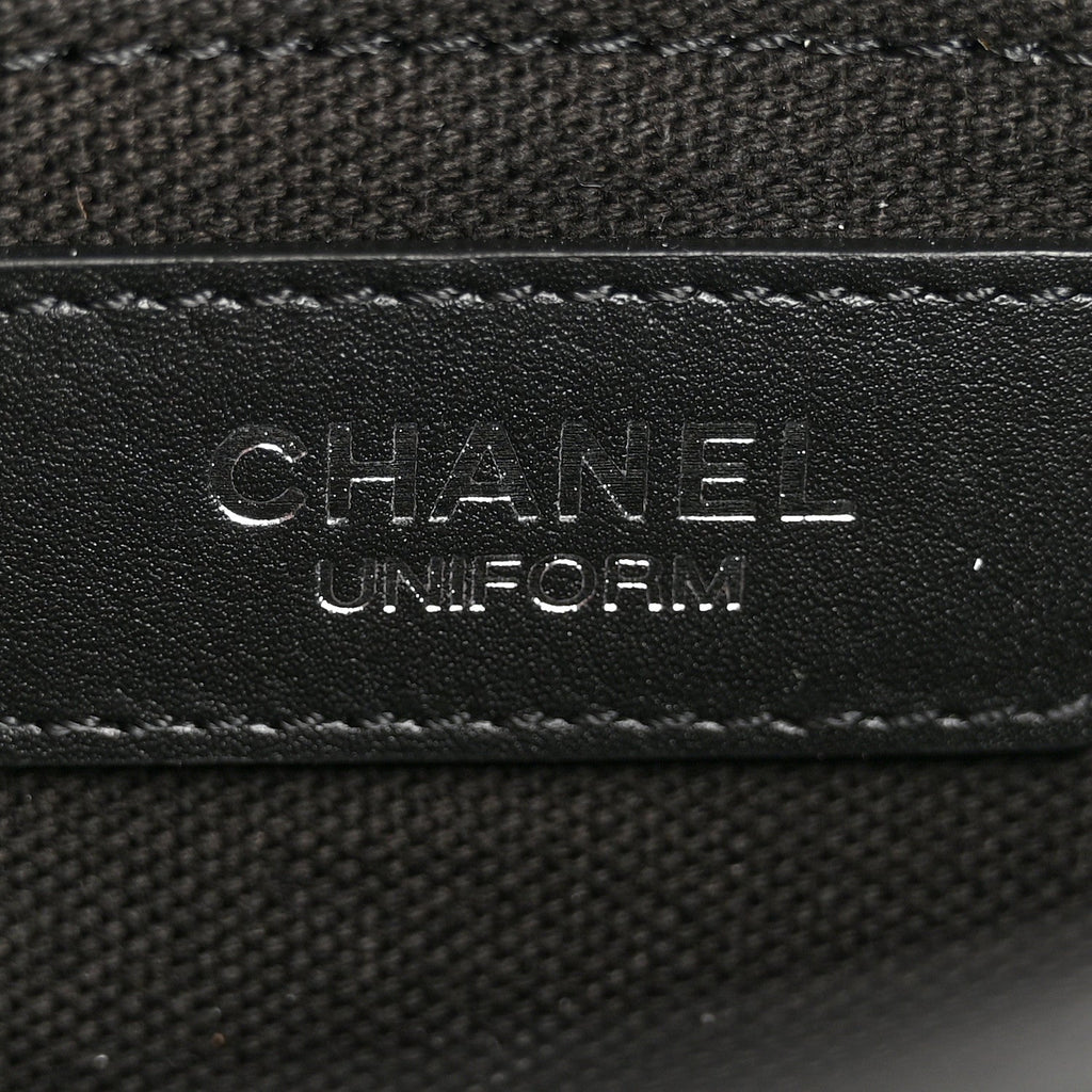 Calfskin Quilted CC Uniform Flap Belt Bag Black