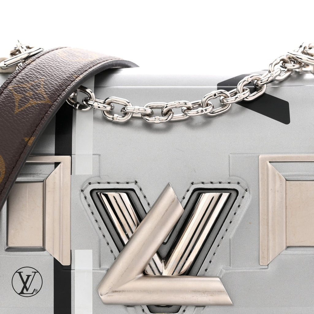 Calfskin Monogram Spaceship Embossed Twist Shoulder Bag PM Argent