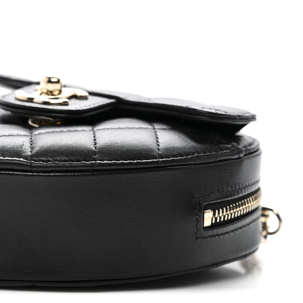 Lambskin Quilted CC In Love Heart Clutch With Chain Black