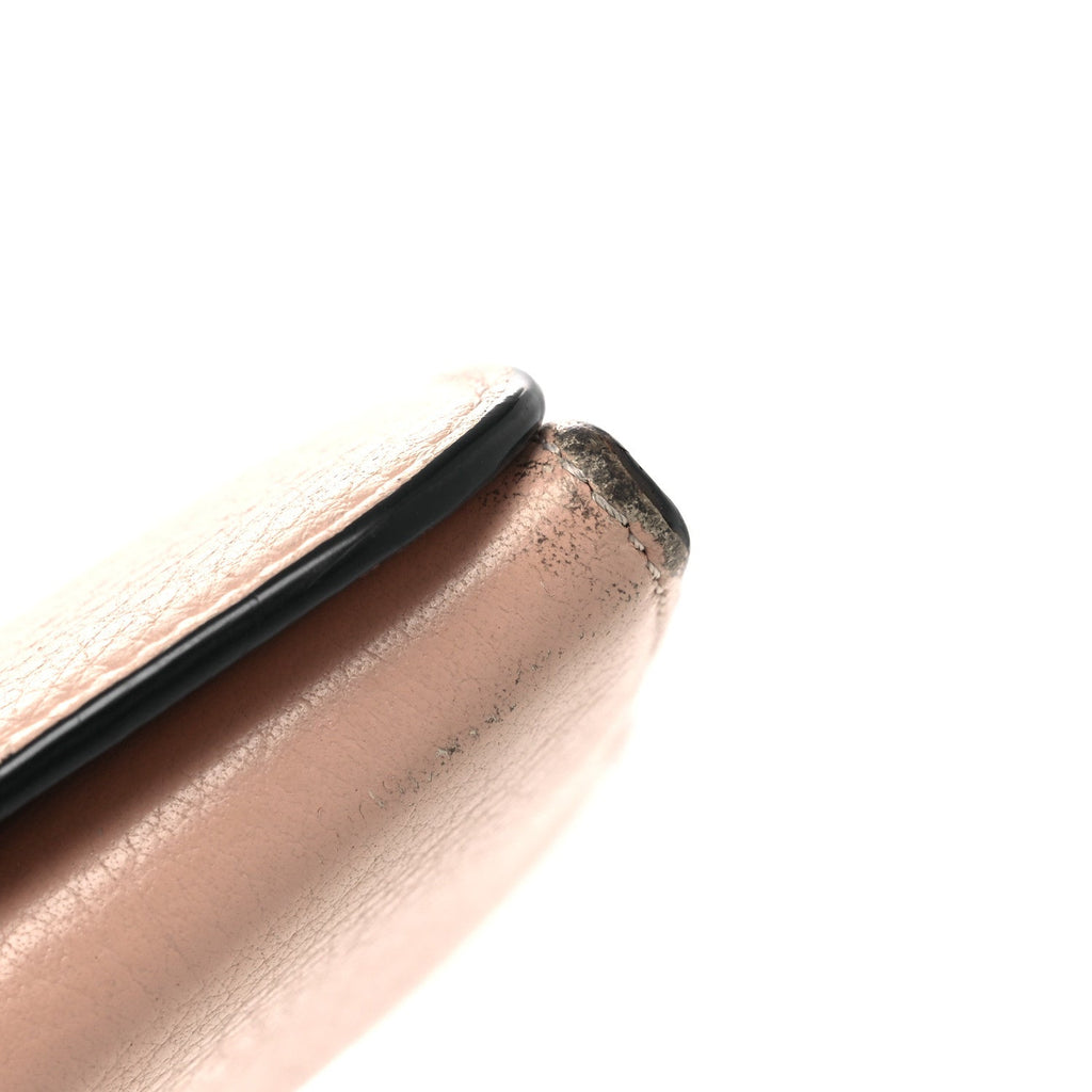 Calfskin Alphabet Long Wallet Blush Nude