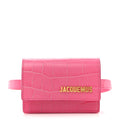 Calfskin Crocodile Embossed La Ceinture Bello Double Tour Belt Bag Pink