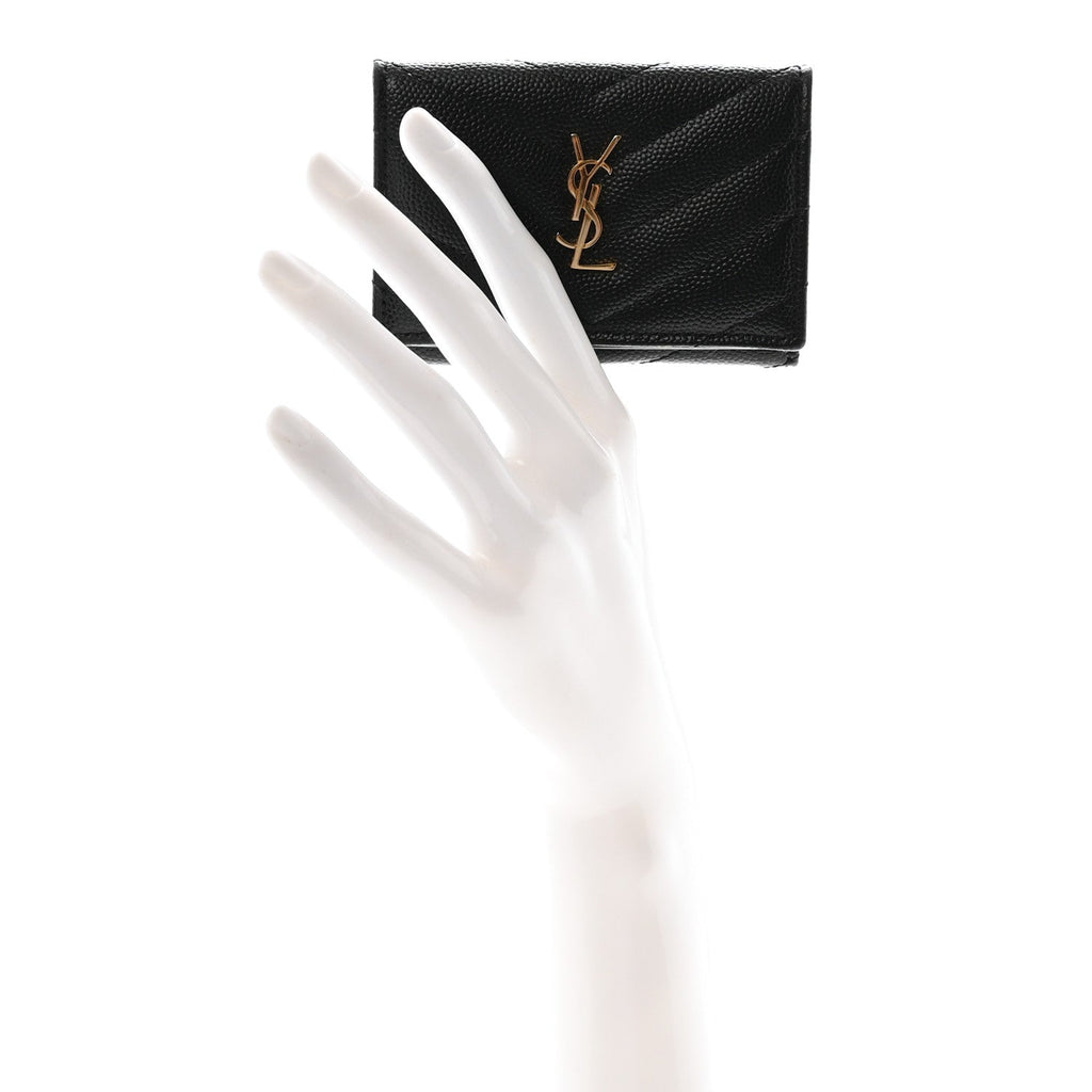 Grain De Poudre Matelasse Chevron Monogram Origami Tiny Wallet Black