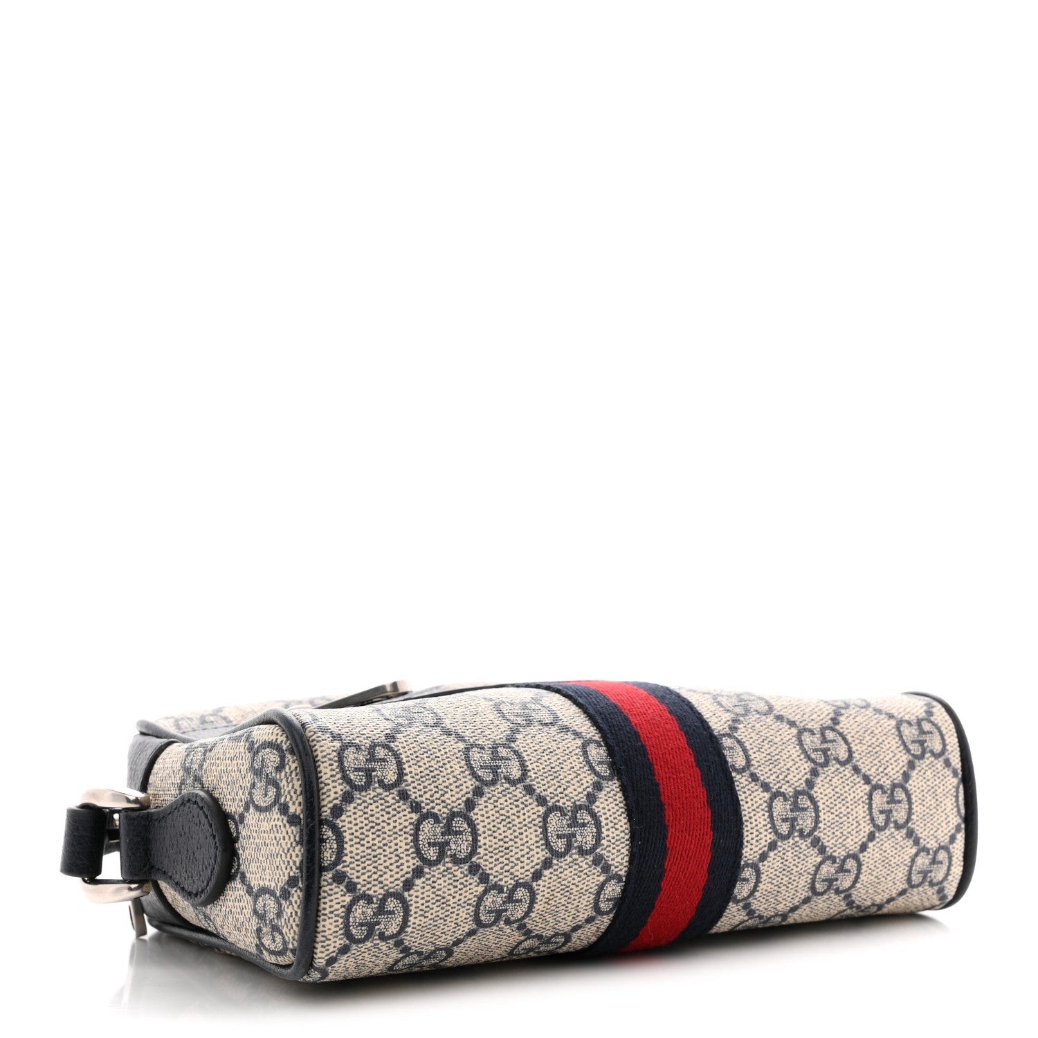 GG Supreme Monogram Textured Dollar Calfskin Web Mini Ophidia Shoulder Bag Beige Blue