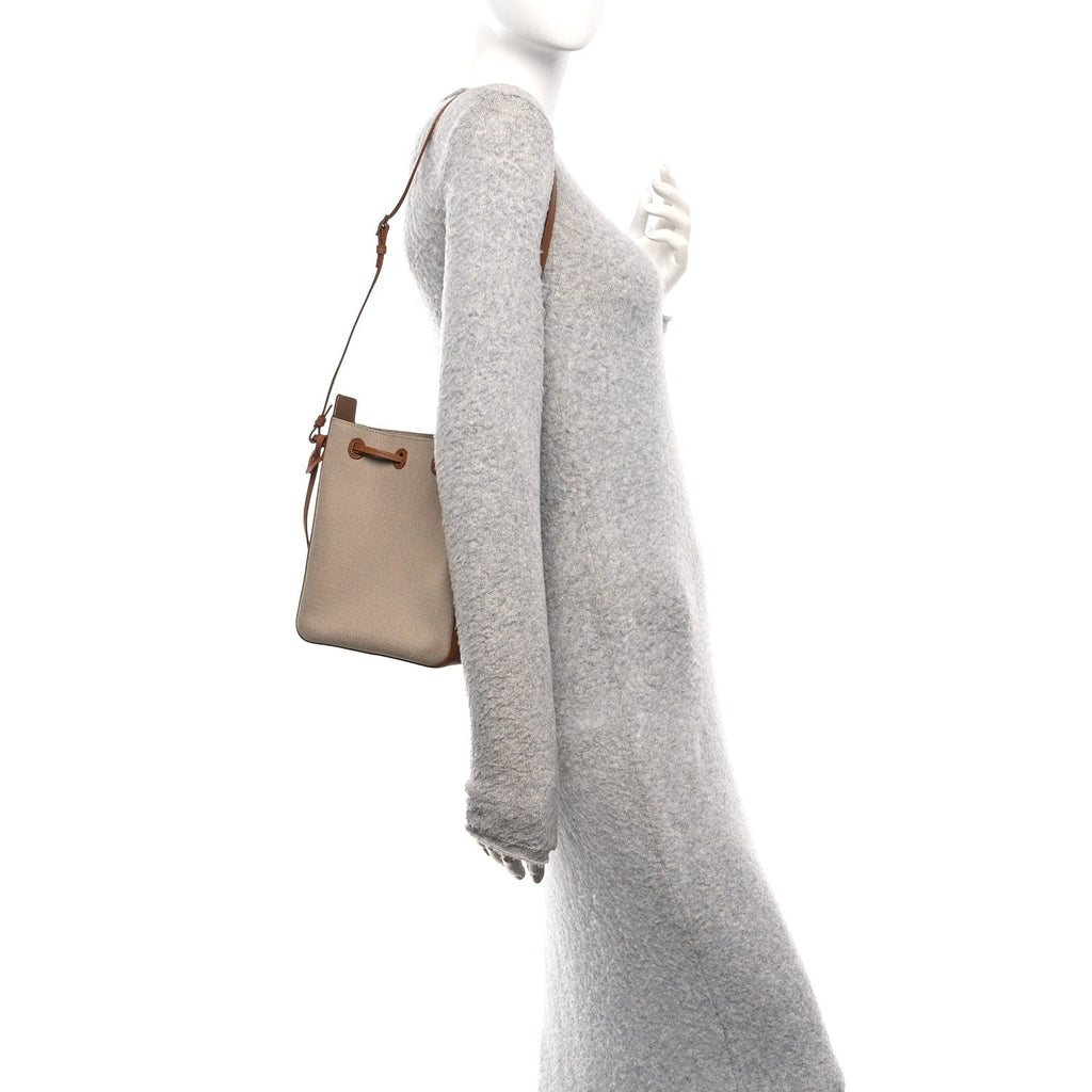 Canvas Calfskin Small Bucket Bag  Desert Dust Brick
