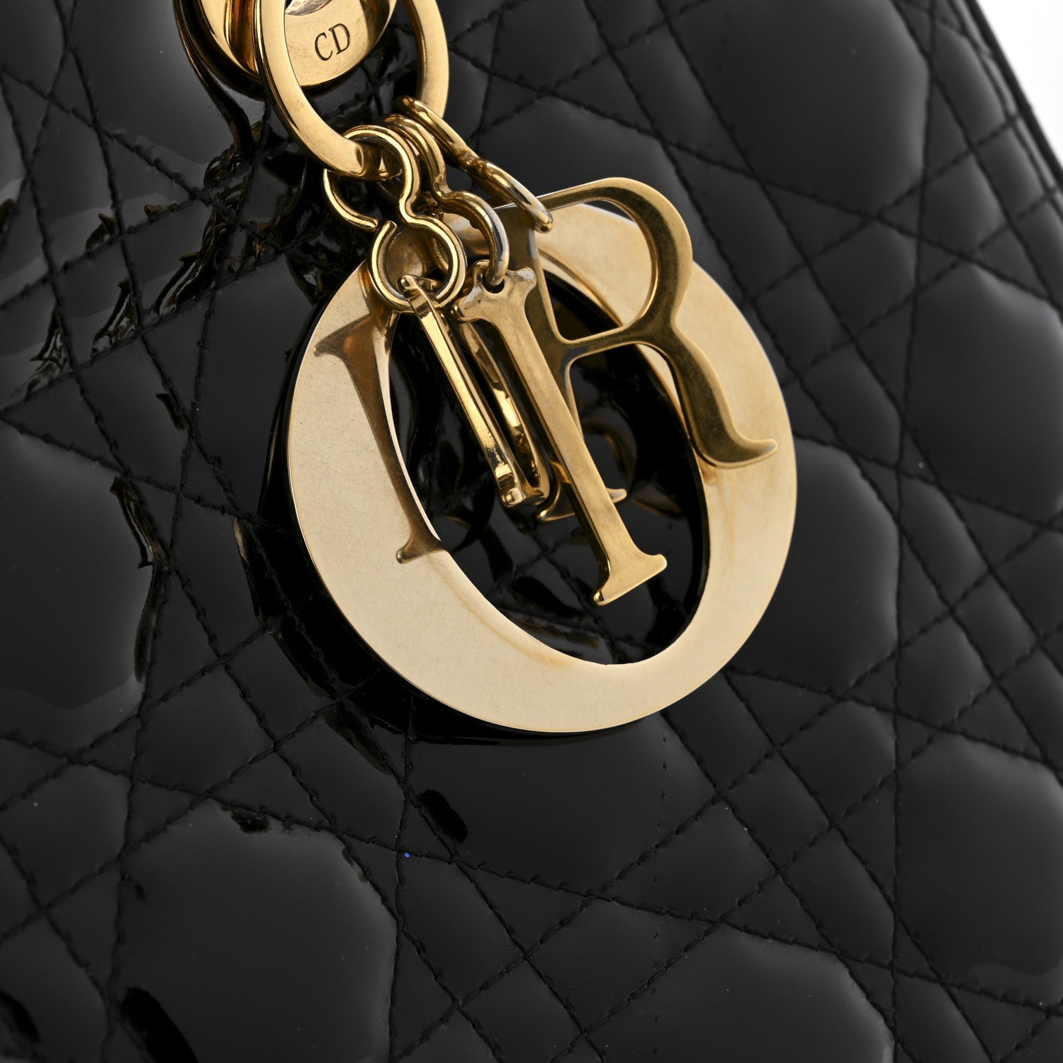 Patent Cannage Large Lady Dior Black