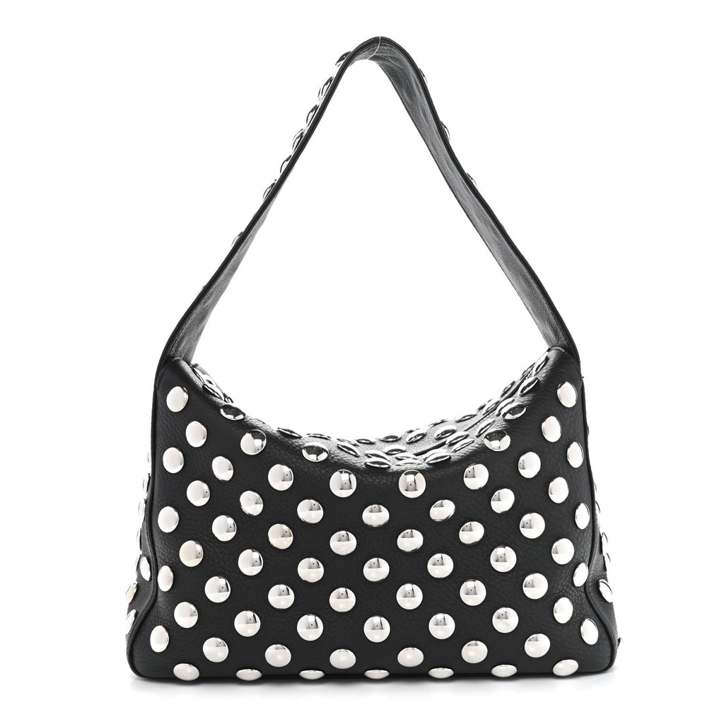 Pebbled Sport Calfskin Studded Elena Black