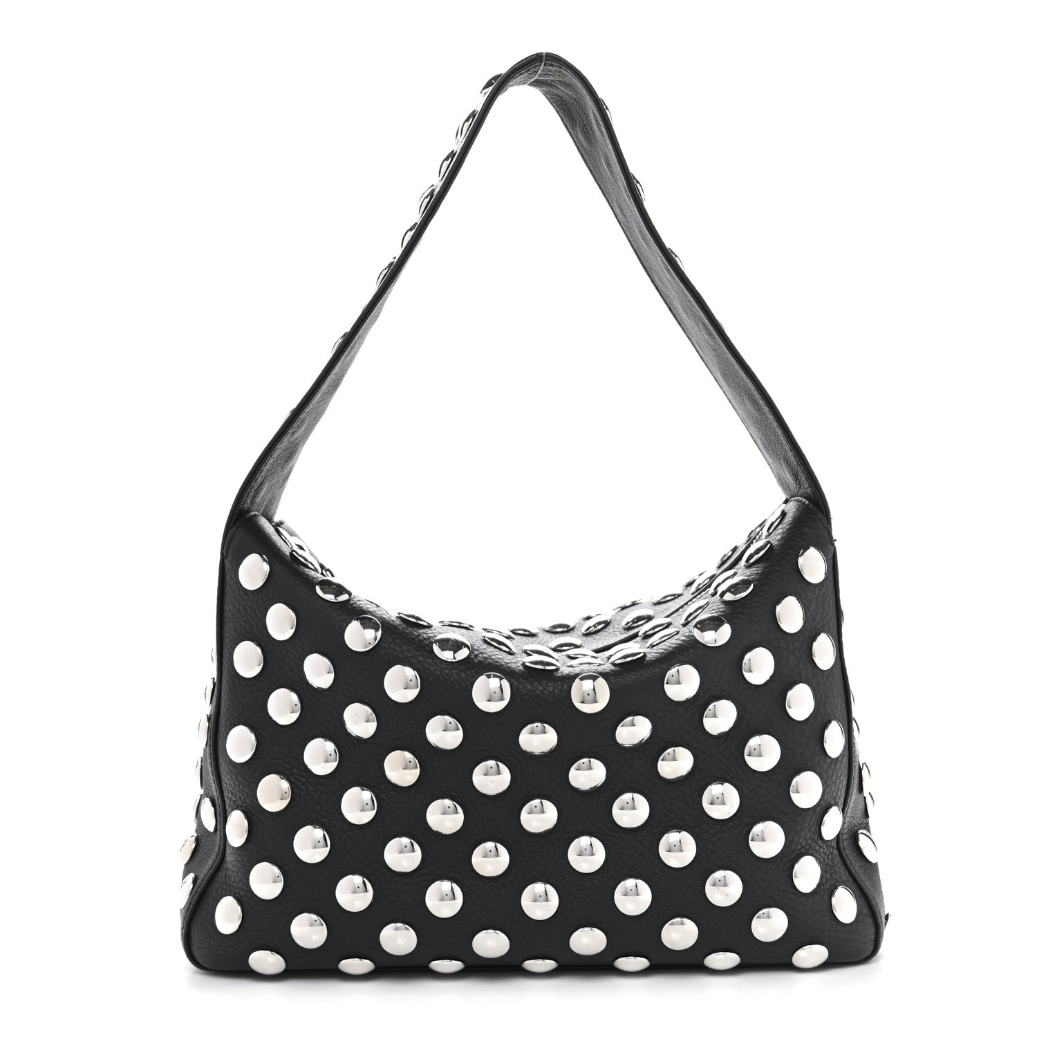 Pebbled Sport Calfskin Studded Elena Black