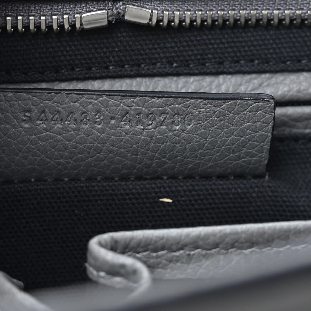 Pebbled Calfskin Small Skull Padlock Zip Around Tote Dark Grey