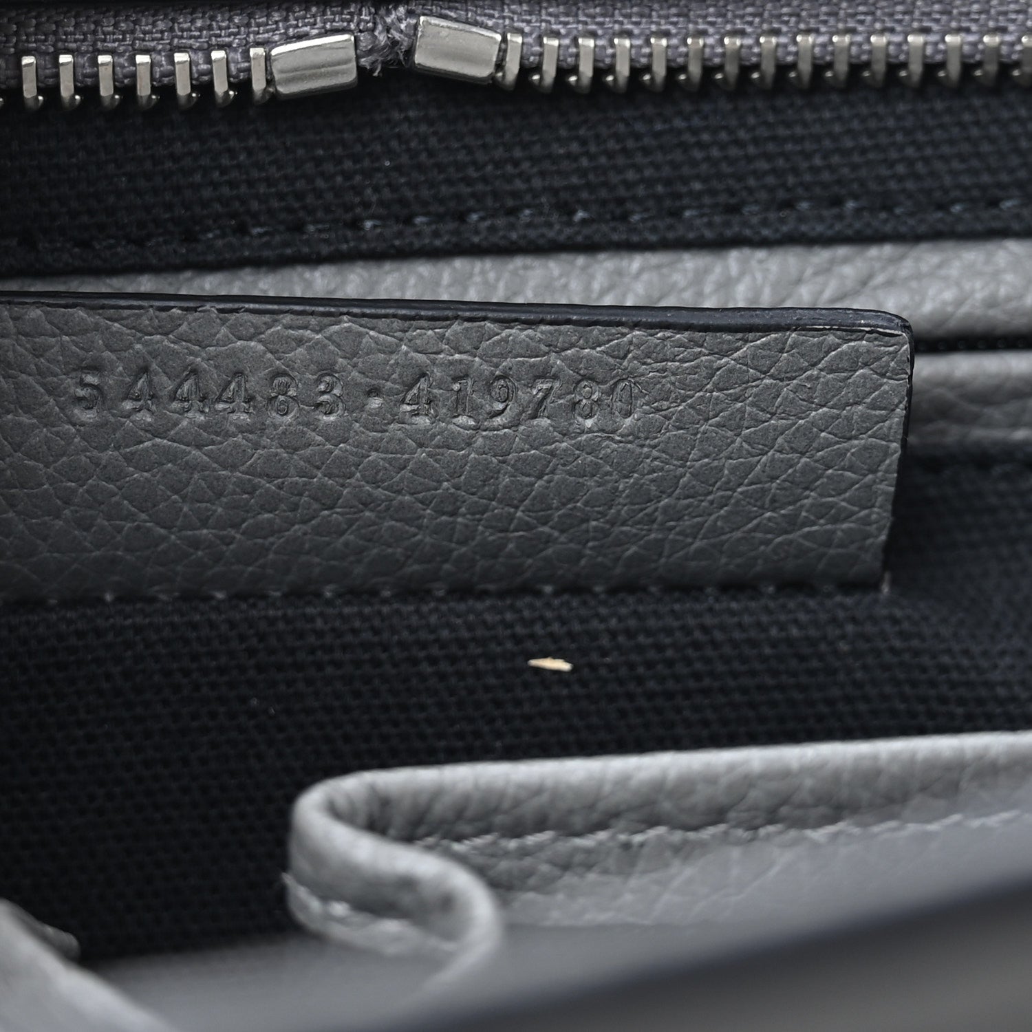 Pebbled Calfskin Small Skull Padlock Zip Around Tote Dark Grey