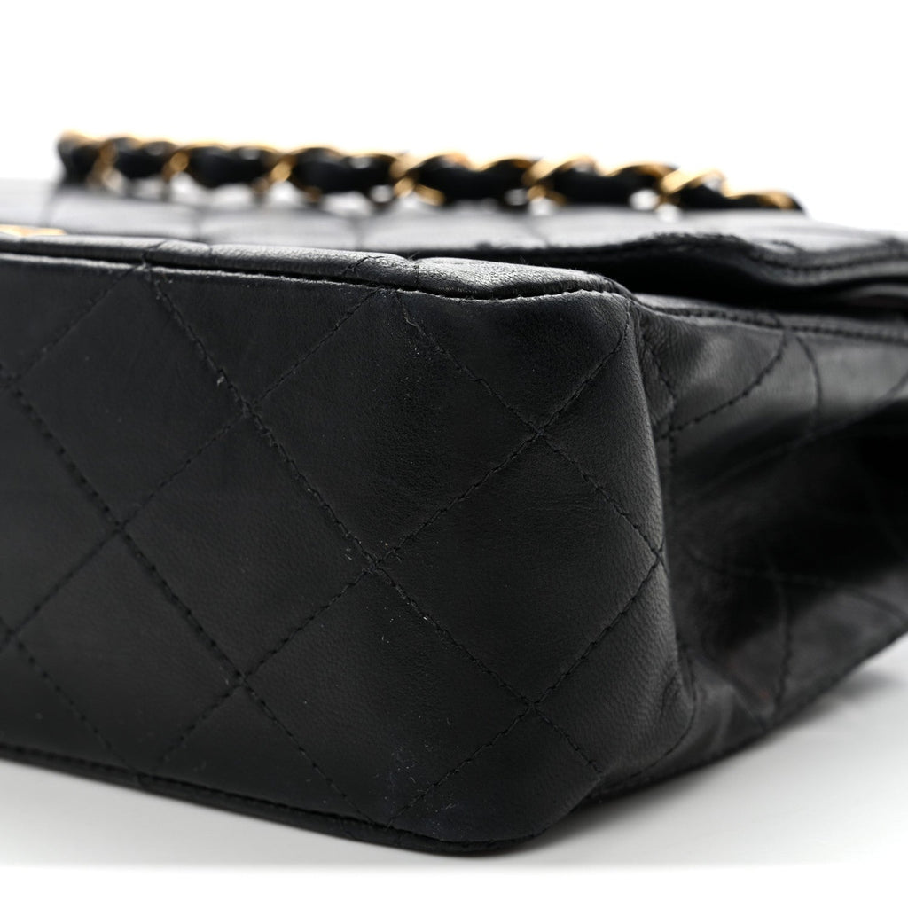 Lambskin Quilted Small Double Flap Black