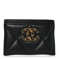 Lambskin Quilted Chanel 19  Holder Black