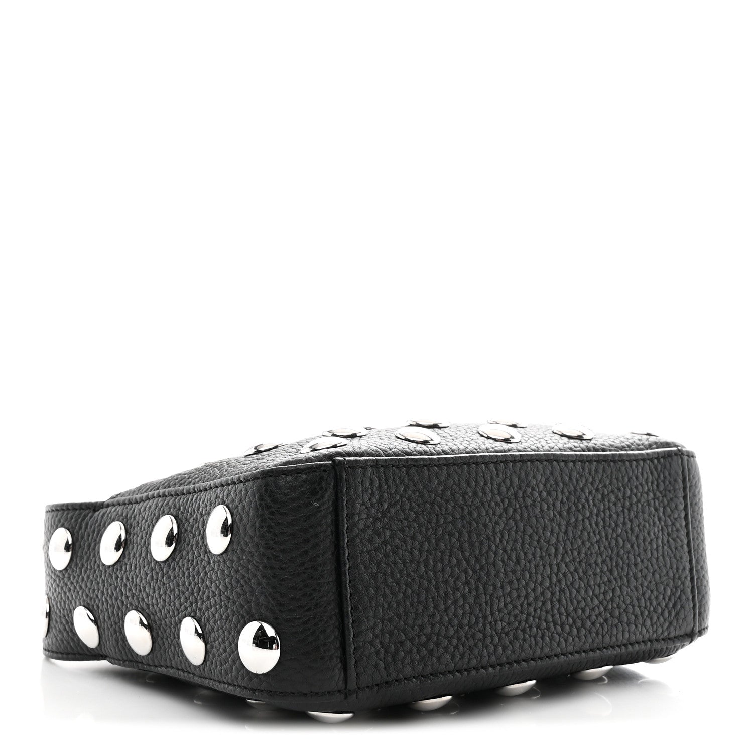 Pebbled Sport Calfskin Studded Small Elena Black