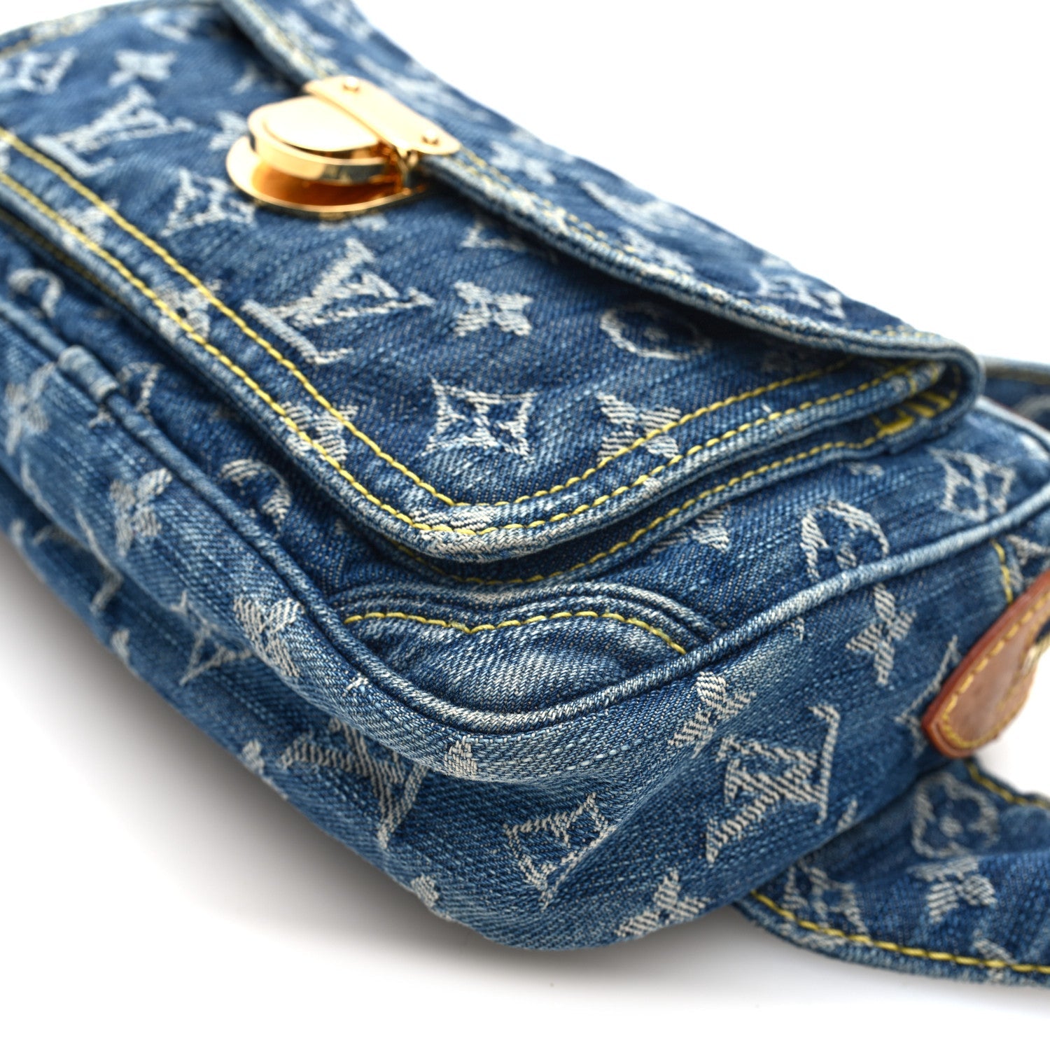 Monogram Denim Bum Bag Blue