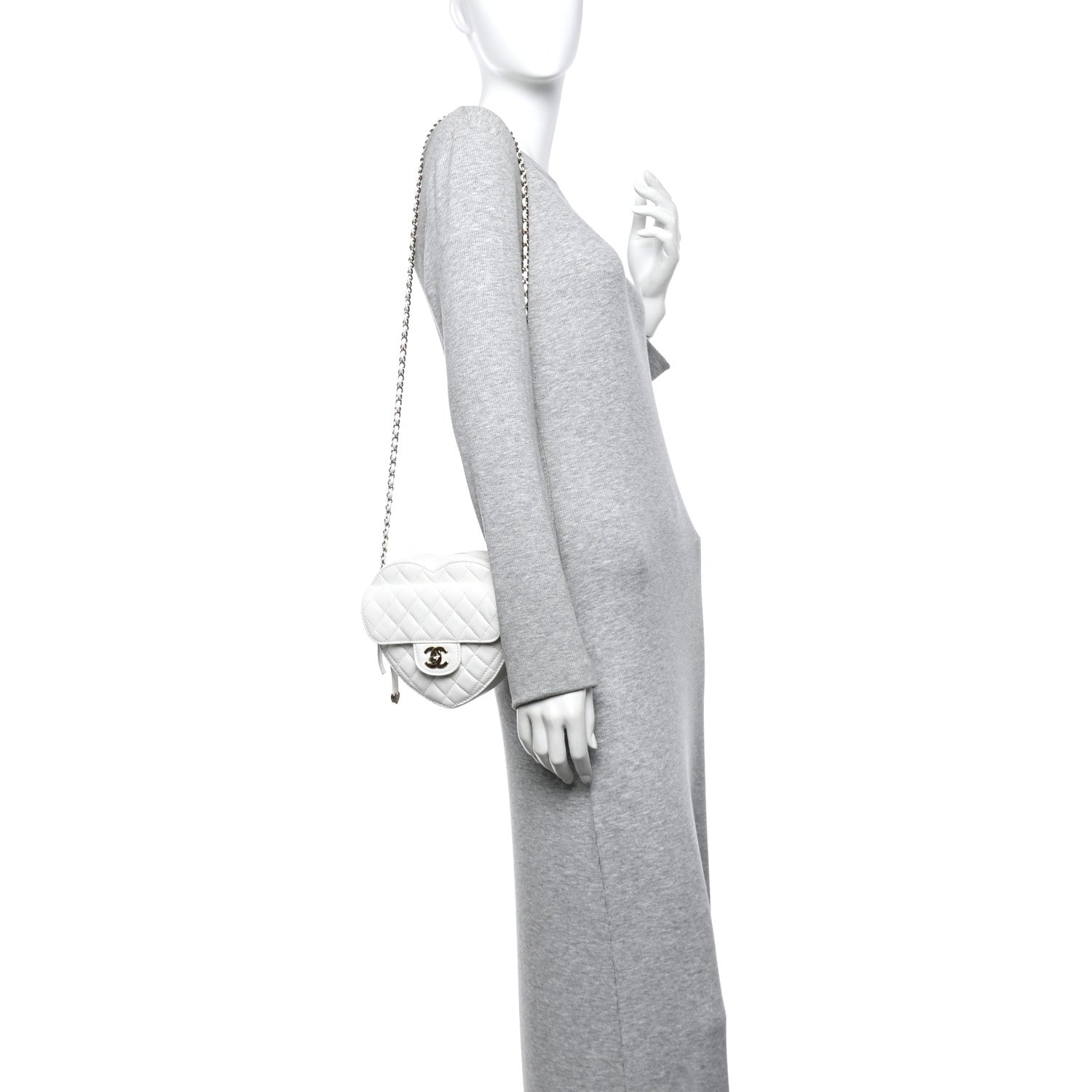 Lambskin Quilted CC In Love Heart Bag White