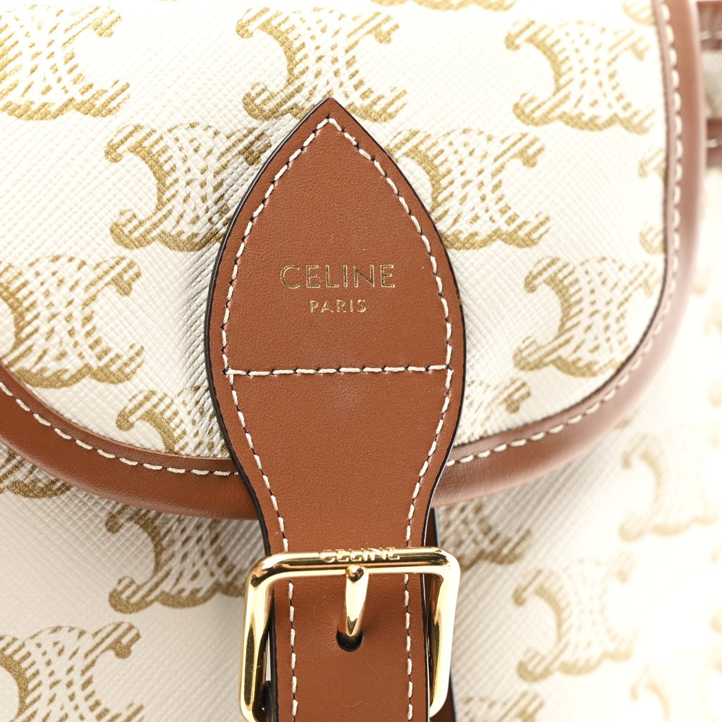 Triomphe Canvas Calfskin Mini Folco Backpack White
