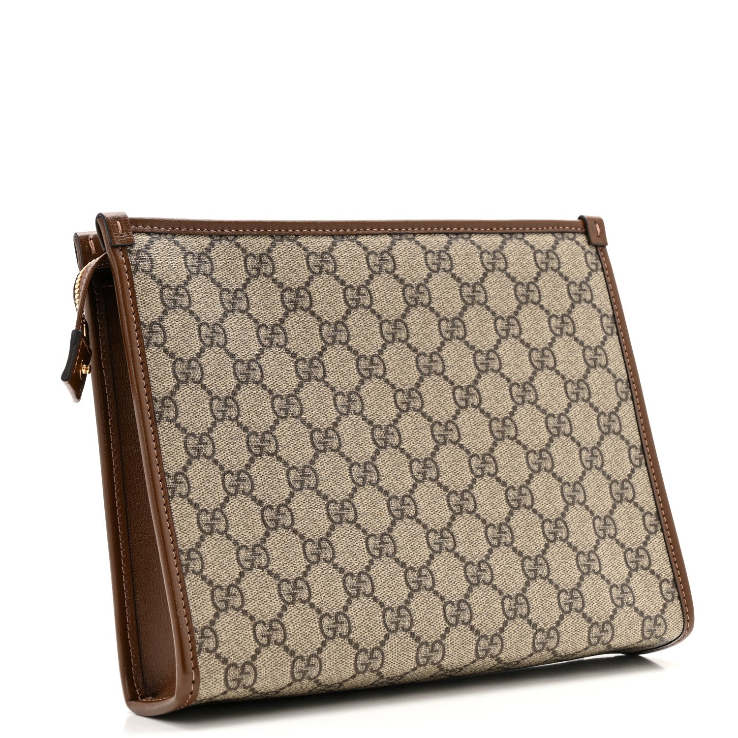 GG Supreme Monogram Azalea Calfskin Retro Interlocking G Beauty Case Beige Ebony Brown Sugar