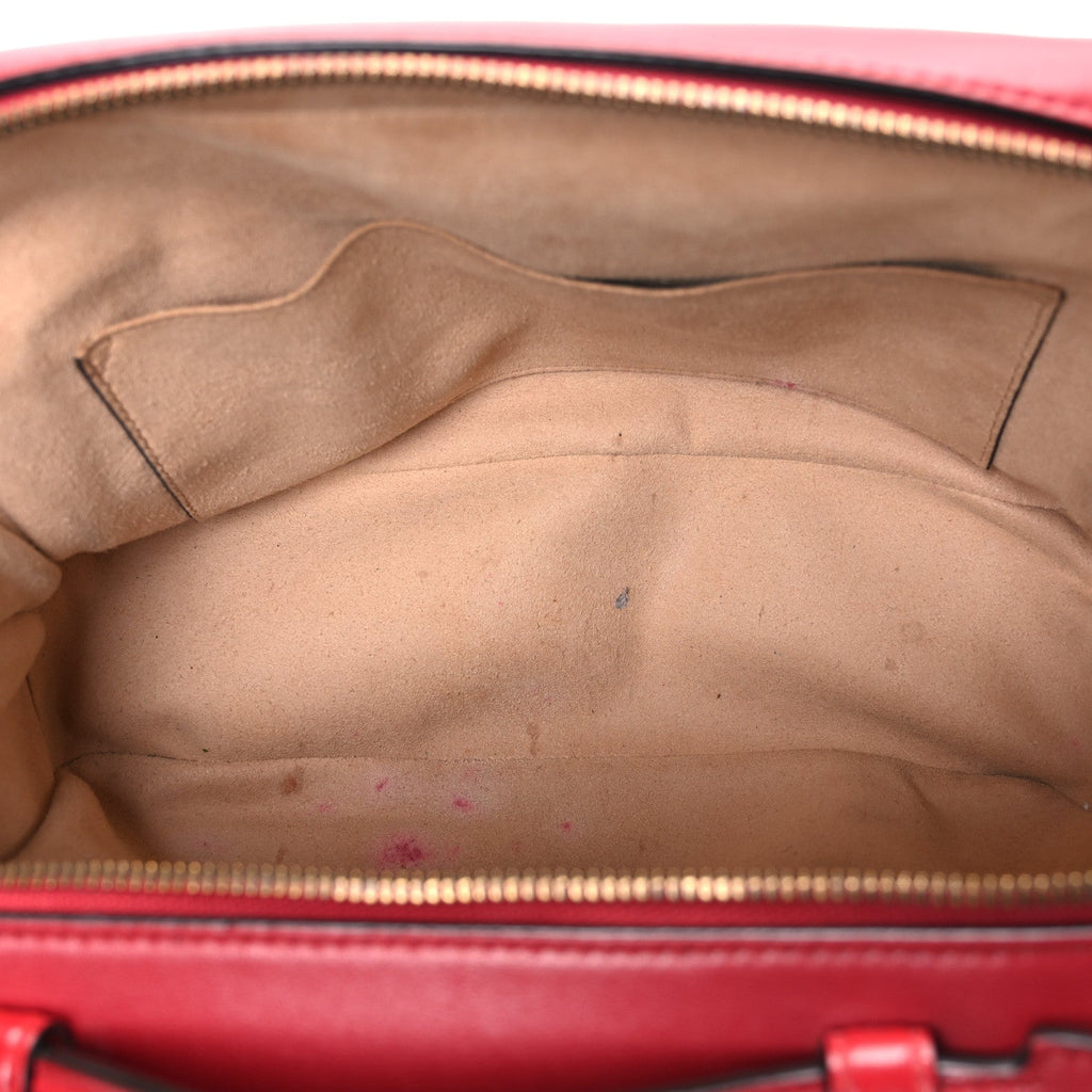 Calfskin Matelasse Sylvie Web Small GG Marmont Top Handle Shoulder Bag Hibiscus Red