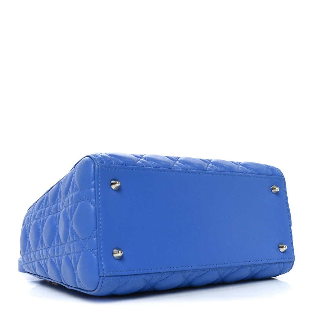 Lambskin Cannage Medium Lady Dior Blue Persan