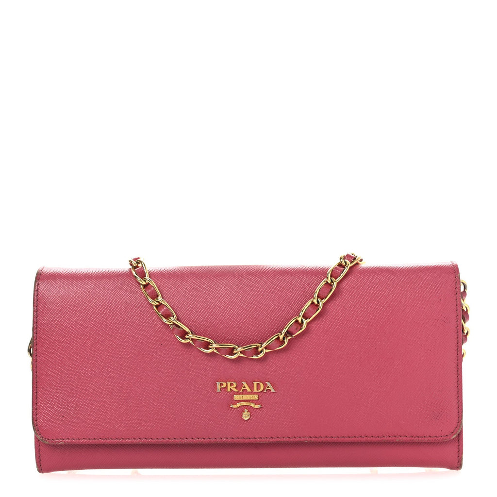 Saffiano Metal Oro Chain Wallet Peonia