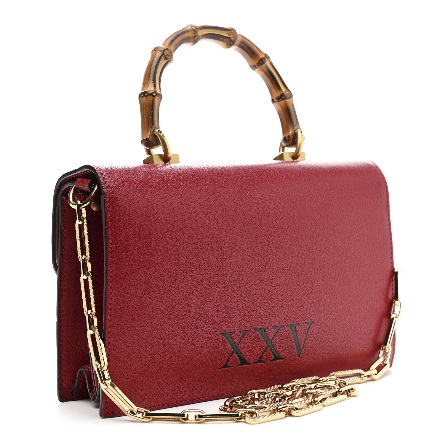 Calfskin Snakeskin Studded Small Ottilia Top Handle Bag Hibiscus Red