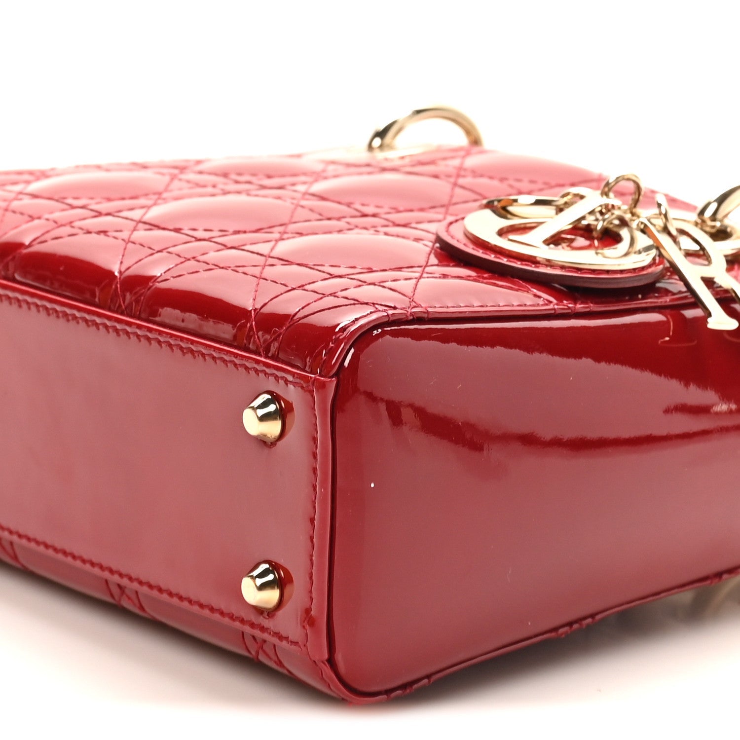 Patent Cannage Mini Lady Dior Red