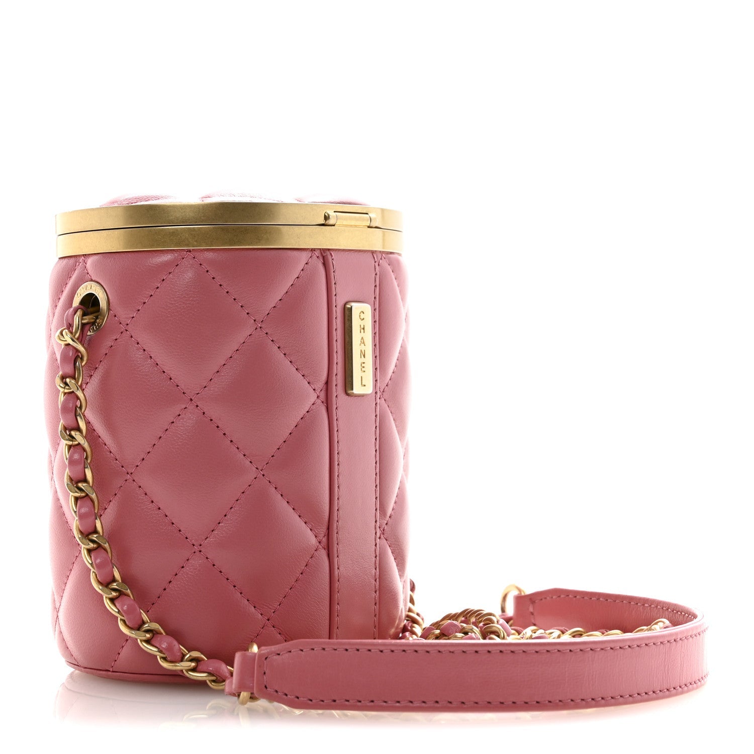 Lambskin Quilted Mini Crown Box Bag Pink