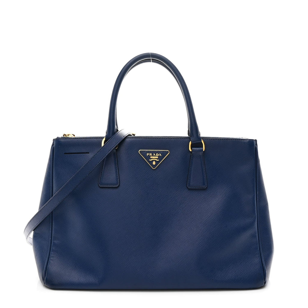 Saffiano Lux Medium Galleria Double Zip Tote Bluette