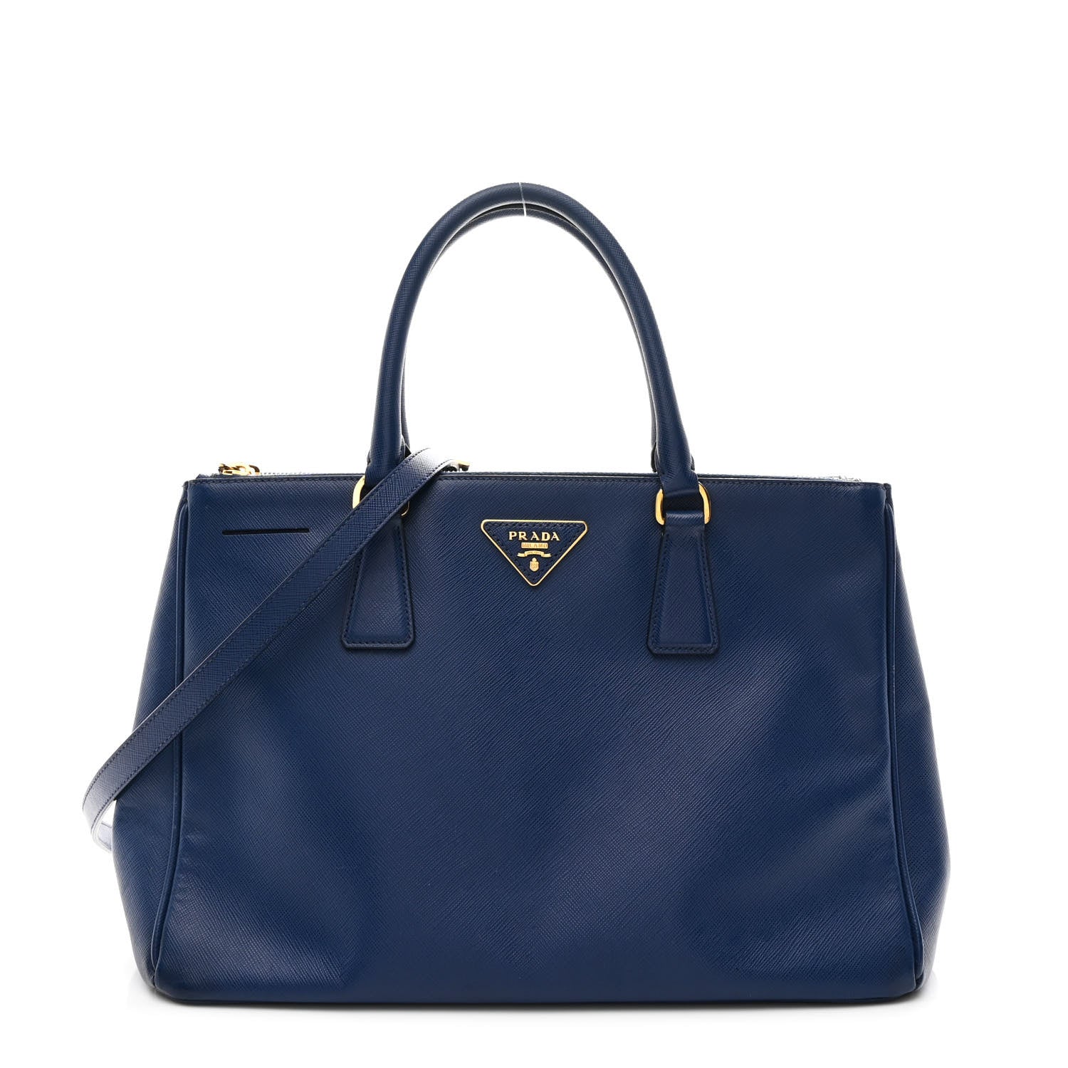 Saffiano Lux Medium Galleria Double Zip Tote Bluette