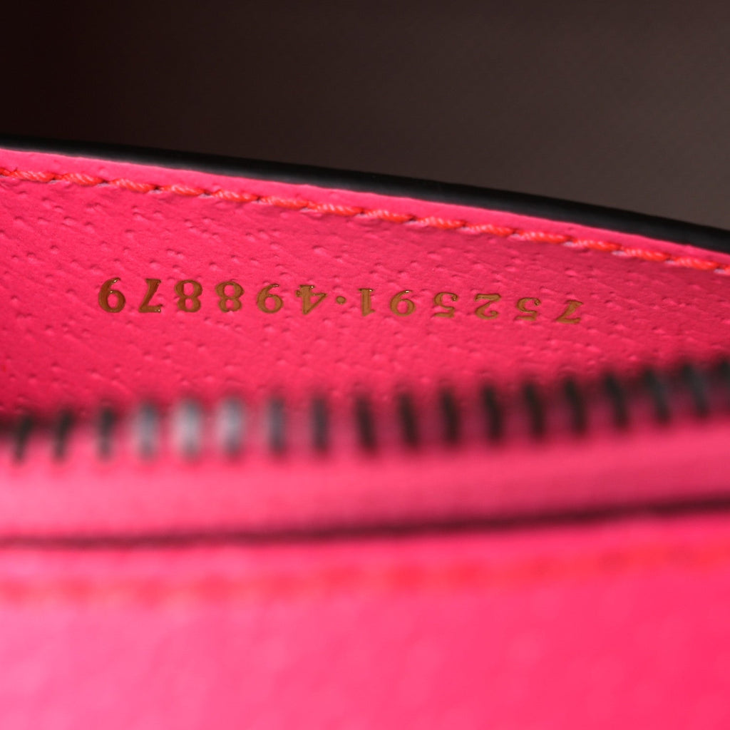 GG Supreme Monogram Textured Dollar Calfskin Web Ophidia Small Crossbody Bag Beige Ebony Fuchsia