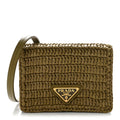 Raffia Effect Crochet Metal Triangle Logo  Holder Oliva