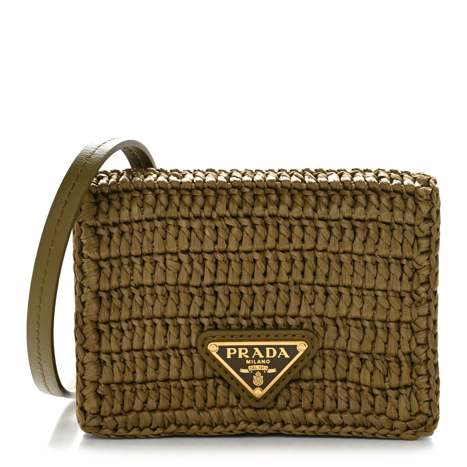Raffia Effect Crochet Metal Triangle Logo  Holder Oliva