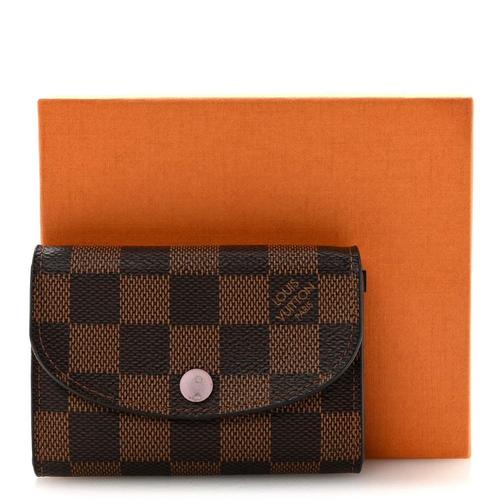 Damier Ebene Rosalie Coin Purse Rose Ballerine