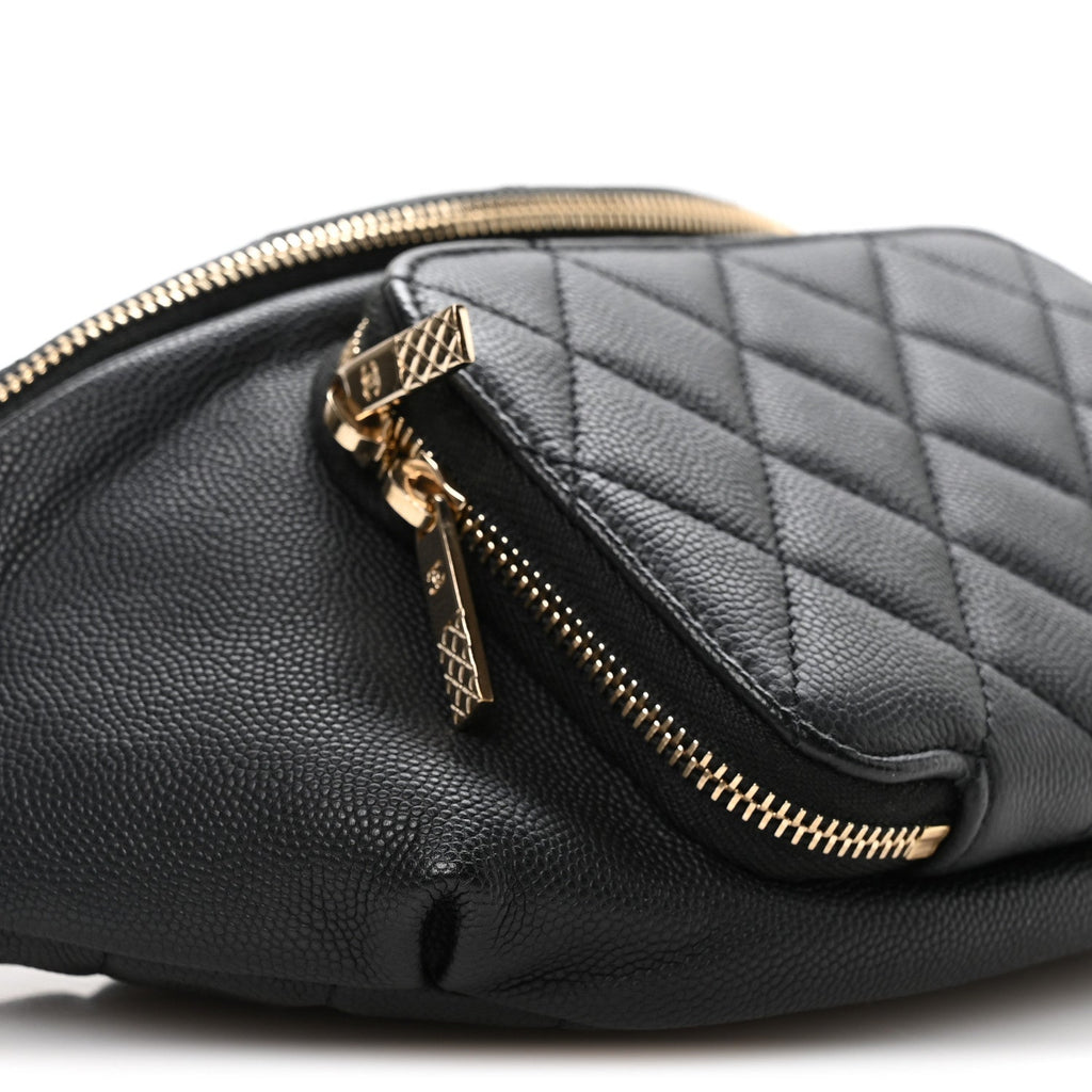 Caviar Quilted Business Affinity Waist Belt Bag Black