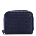 Nappa Intrecciato Zip Around Compact Wallet Blue