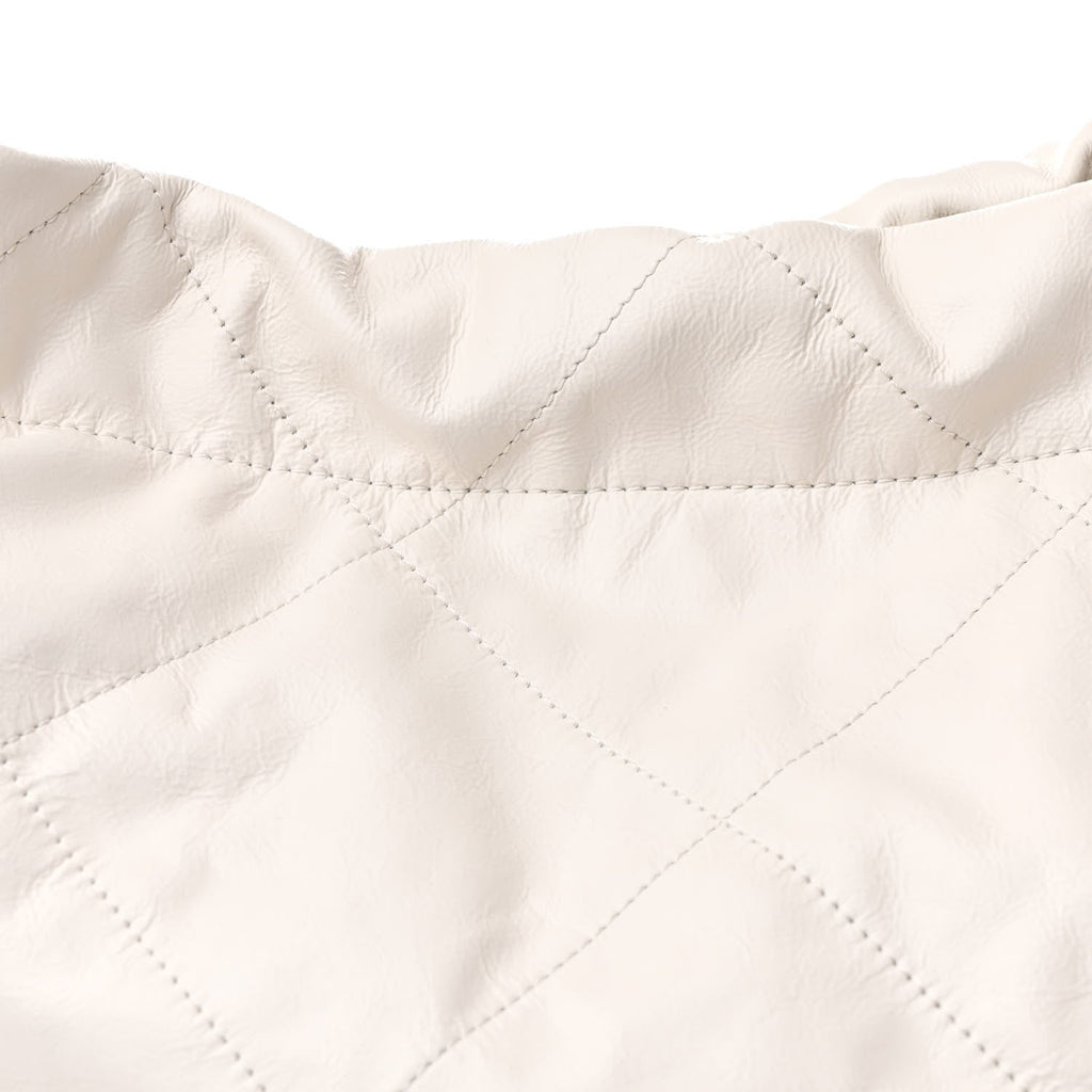 Shiny Calfskin Quilted Chanel 22 White Black