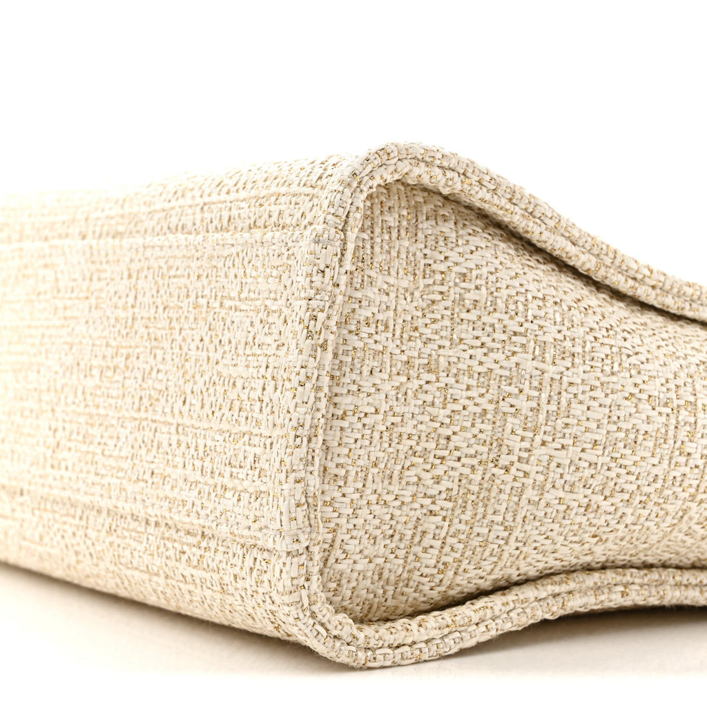 Lurex Boucle Mini Deauville Tote White