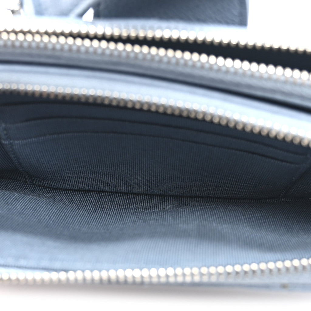 Caviar Quilted CC Box Clutch With Chain Blue