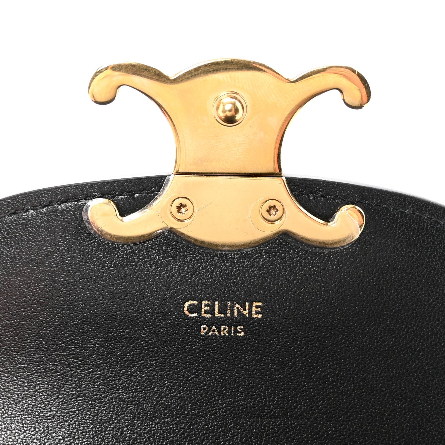 Patent Calfskin Triomphe Mini Besace Clea Black