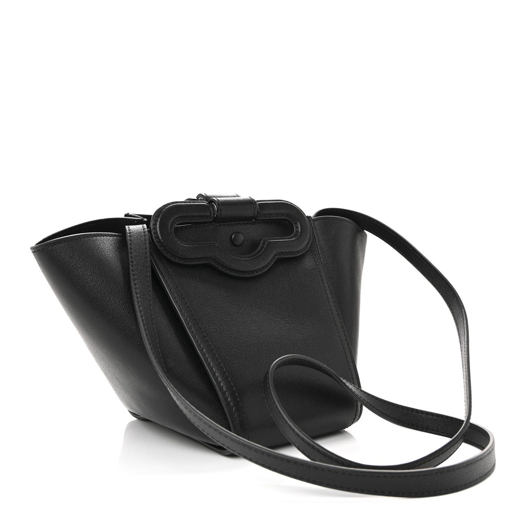 Silky Calfskin Mini Rider's Top Handle Bag Black