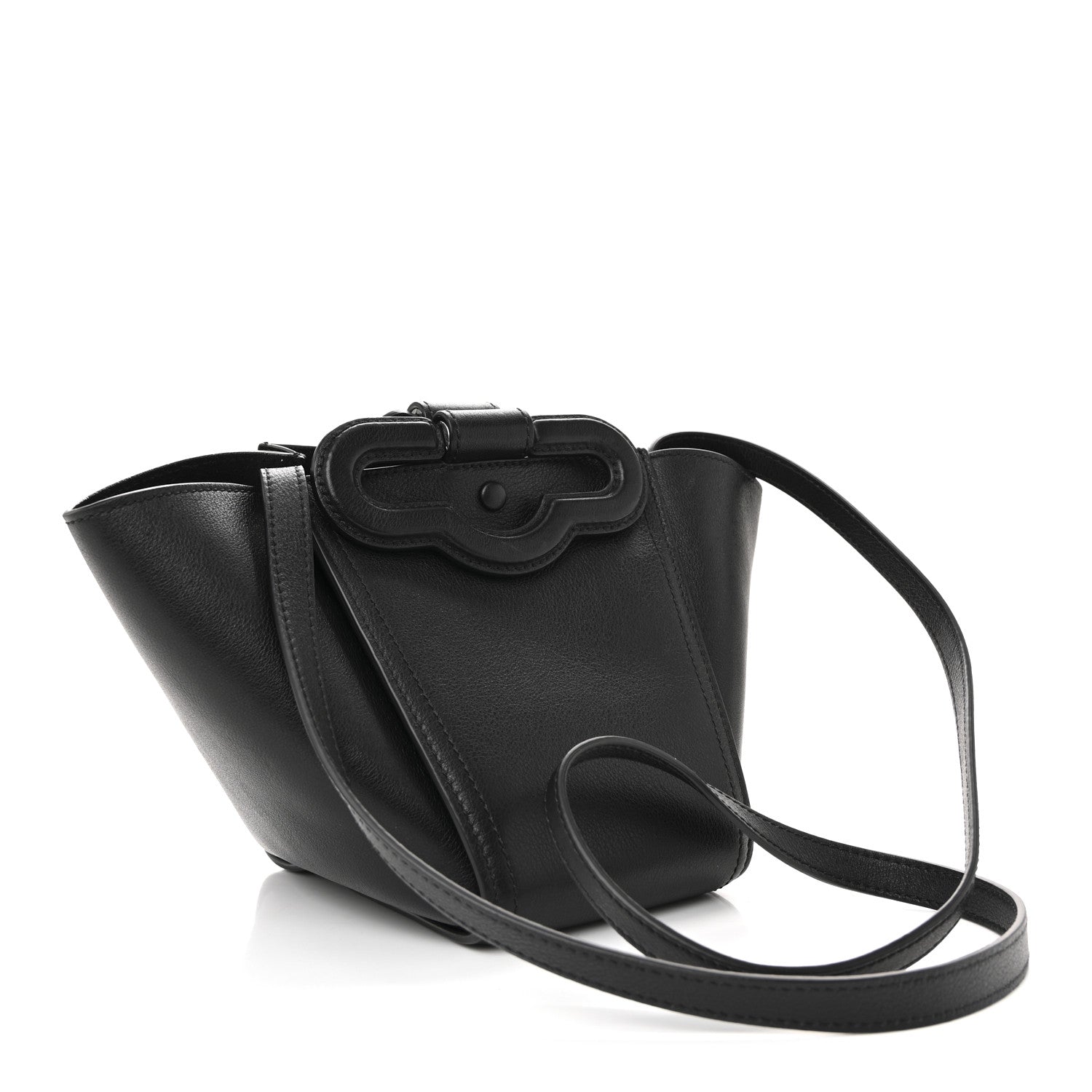 Silky Calfskin Mini Rider's Top Handle Bag Black