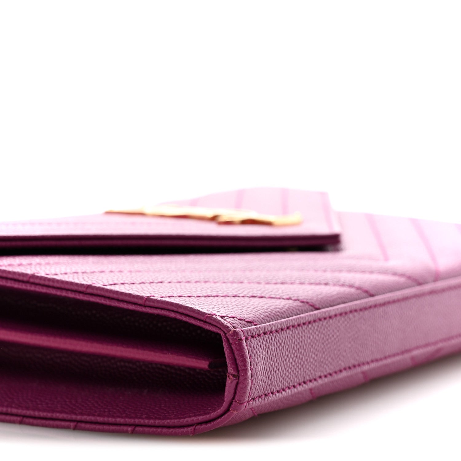 Grain De Poudre Matelasse Chevron Monogram Chain Wallet Dark Grape