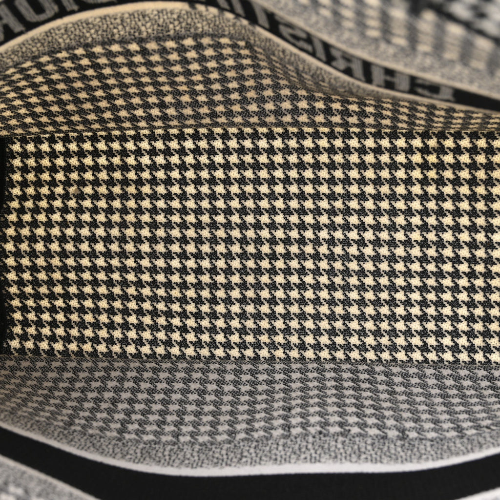 Canvas Houndstooth Embroidered Medium Book  Black White