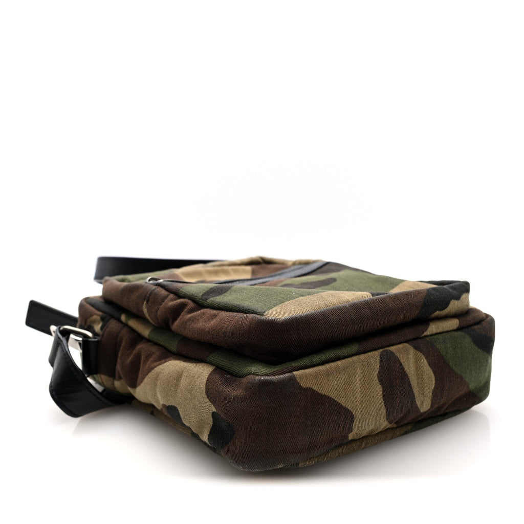 Canvas Calfskin Camouflage Sid Messenger Bag Green