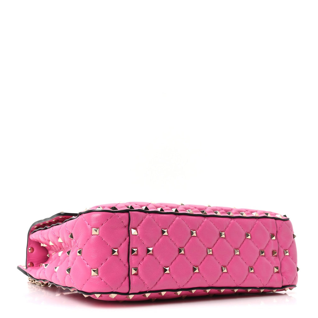 Nappa Medium Rockstud Spike Shoulder Bag Pink Orchid