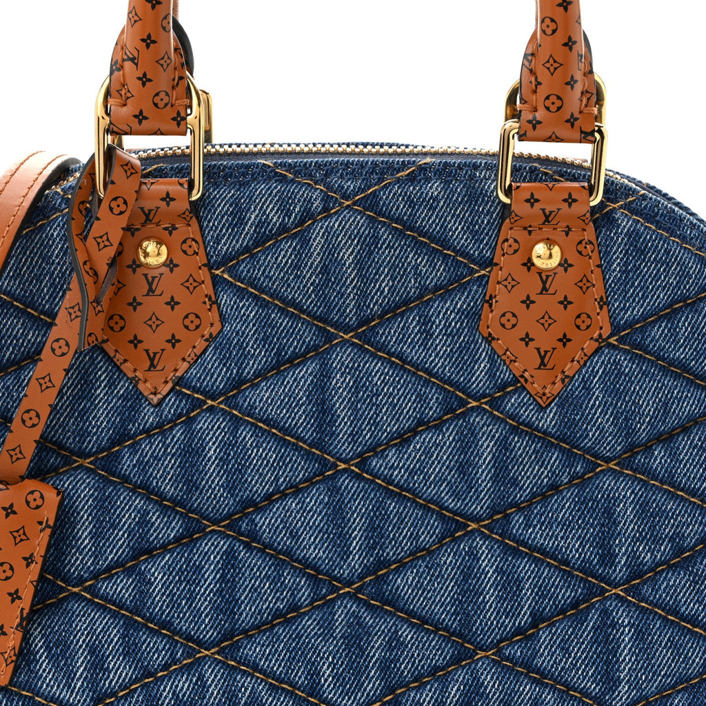 Denim Calfskin Reverse Monogram Malletage Alma BB Blue